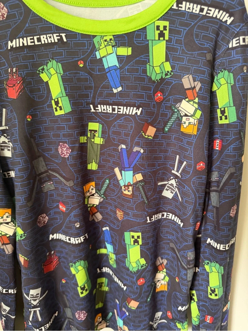 ClimateRight by Cuddl Duds Minecraft Boys Medium 2pc Long Sleeve Pajamas Blue